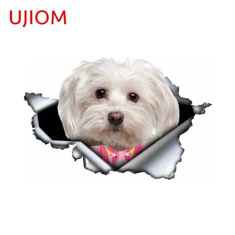 UJIOM 13cm X 12.9cm Cartoon Puppy Dog Tear Wall Sticker Scratch Proof Sunscreen Refrigerator Kids Room Decal Decor Wallpapers