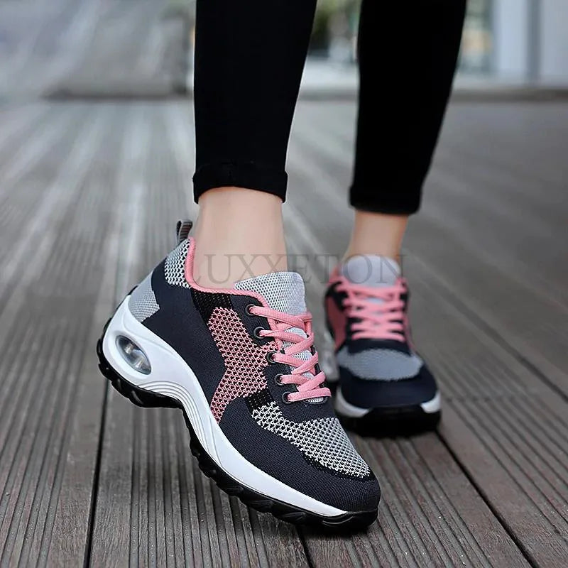 Tenis Women Sneakers Cushion Walking Shoes Breathable Gym Jogging Shoes for Woman Lace Up Platform Sport Shoe Tenes Feminino