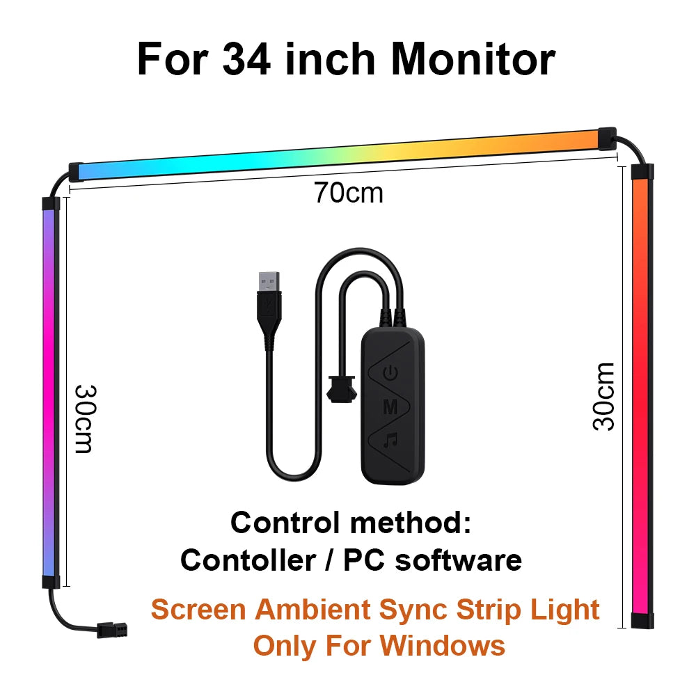 Smart Ambient TV Lighting PC Display Sync LED Strip Monitor Backlight DIY Party Atmosphere Light Ramadan Decor Lamp Game Holiday