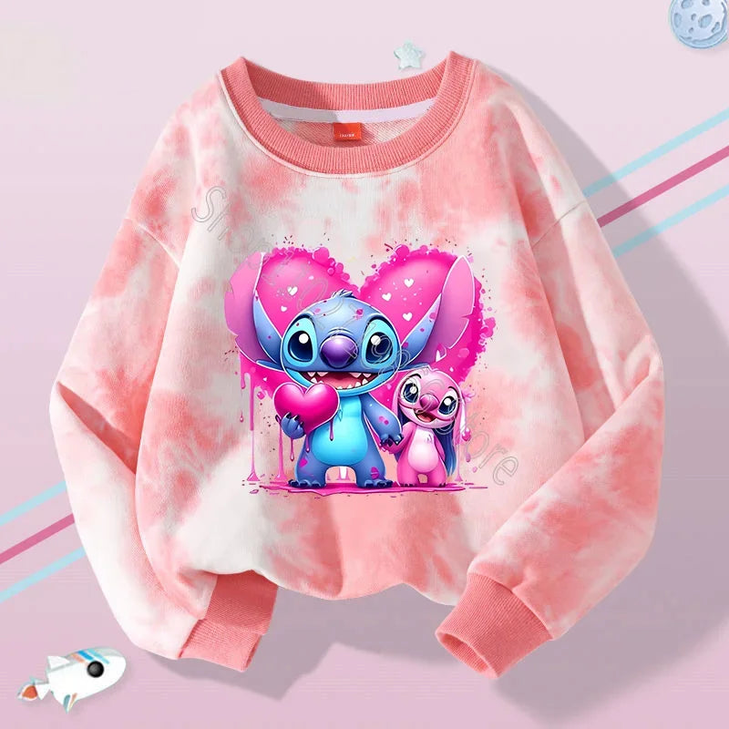 Lilo & Stitch Sweatshirts Disney Girls Clothes Boys Anime Movie Character Pattern Warm Comfortable Long Sleeves Holiday Gifts