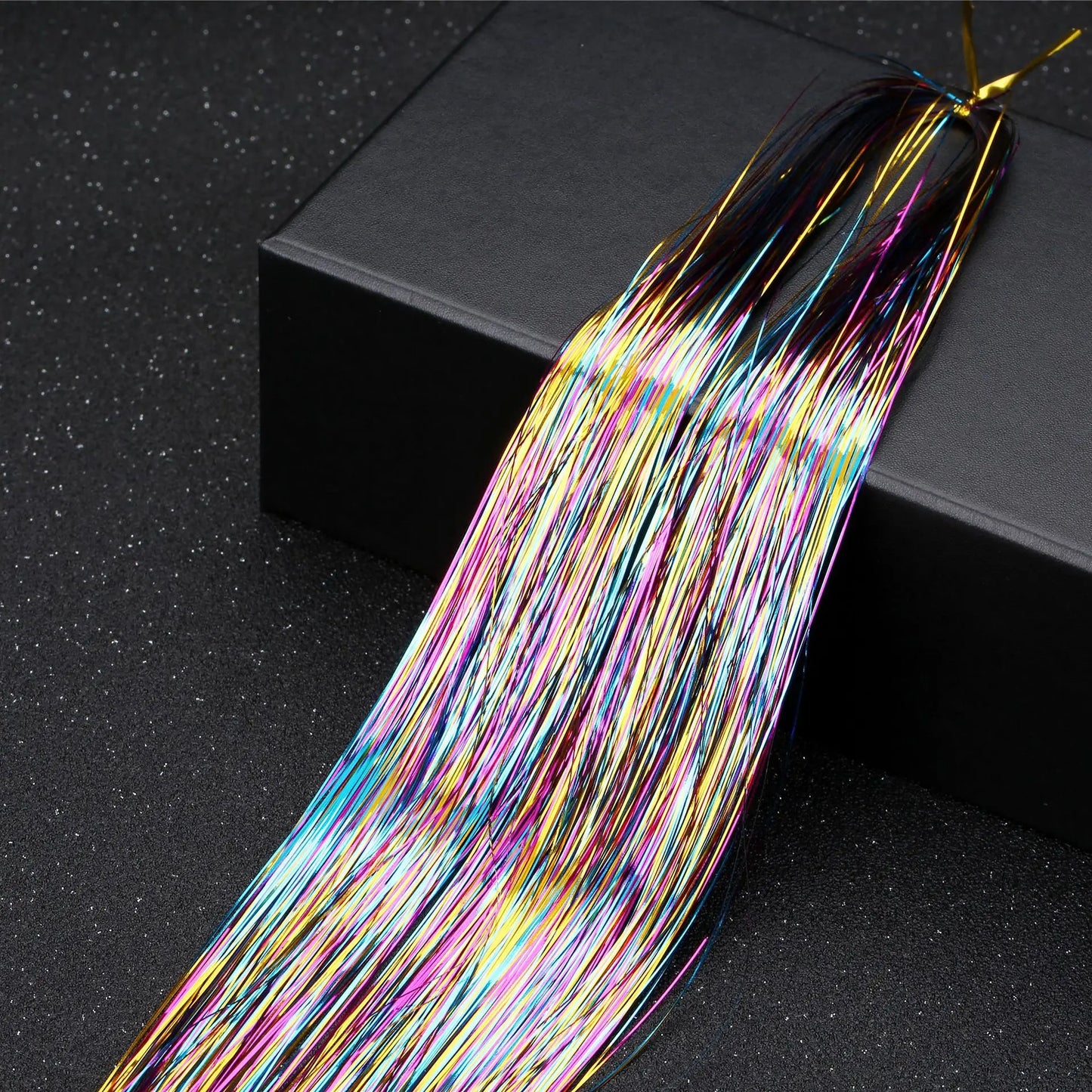 93cm Sparkle Hair Tinsel Rainbow Colored Strands Girls Headwear Hairbinge Hair Laser False Hair Extensions Decor Glitter Strips