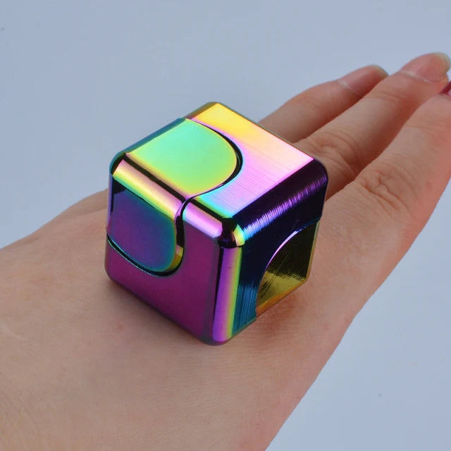 Square Decompression Spinning Top Dice Cube Anti-Anxiety Fingertip Toys Hand Fidget Spinner Vent Toys Flipo Flip For Children