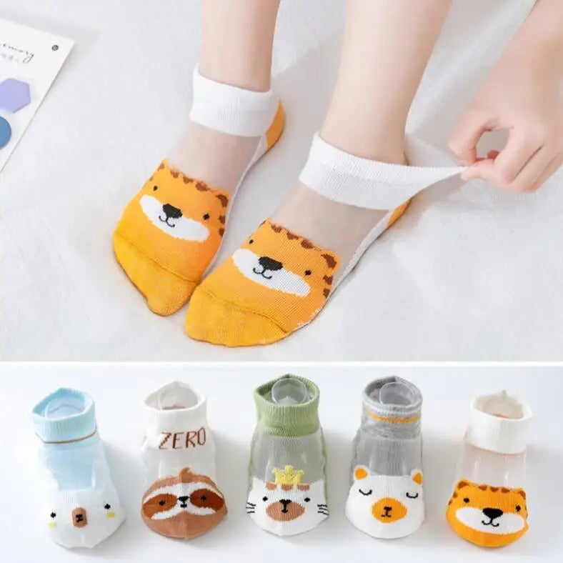 5Pairs/lot Summer Spring New Baby Socks Cotton Animal Socks Dinosaur Cute Cool Thin Kids Socks Mesh Colorful Children Socks