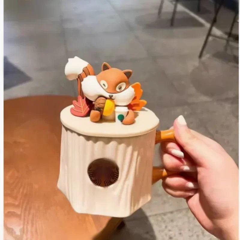 Hot Sale Cartoon Animal Cup Lid Ceramic Coffee Cup Mug Home Office Drinking Tea Milk Juice Gift for Girls Cups Mugs