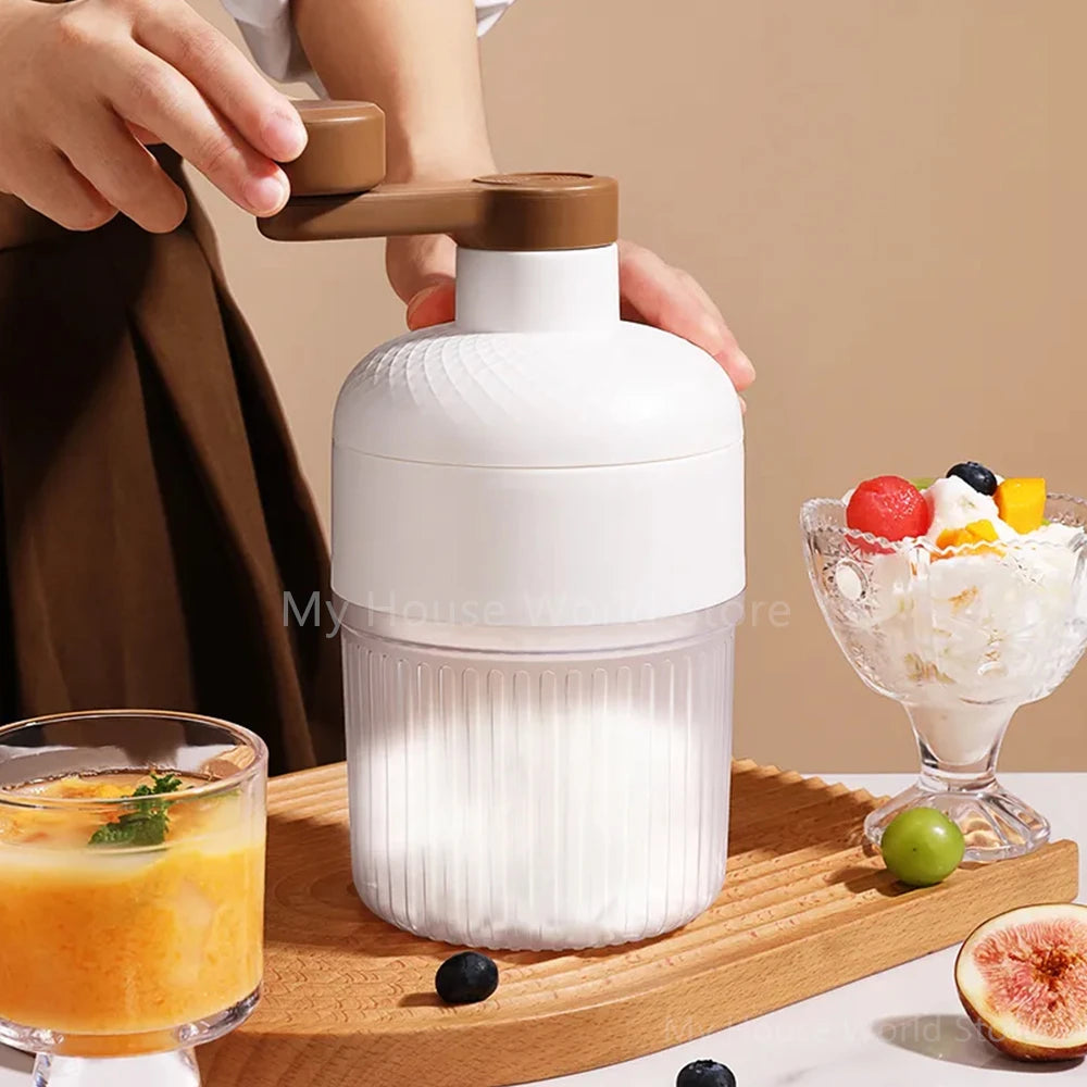 Shaved Ice Machine Hand-Cranked Ice Crusher with Ice Mold Portable Continuous Hail Machine Household Crusher Kitchen Accessories