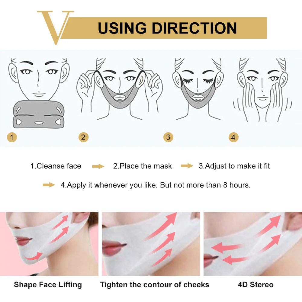 4D V-shape Lifting Face Mask Ear Hanging Chin Cheek Lift Facial Slimming Hydrogel Thin Face-Lifting Slimmer Mask Skin Care Tool