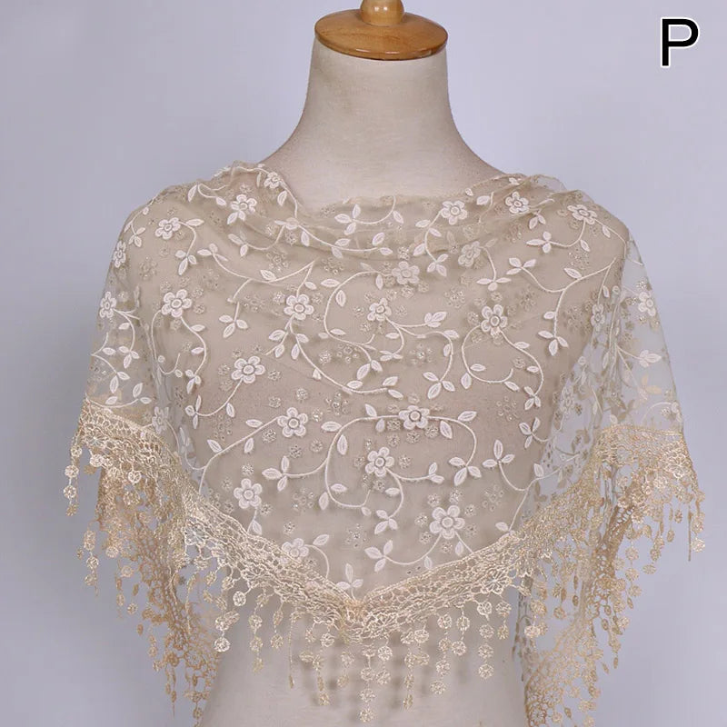 Women's 150x40cm Tassel Shawl Floral Lace Scarf Summer Scarves Fashion Wedding Wrap Clothing Accessories