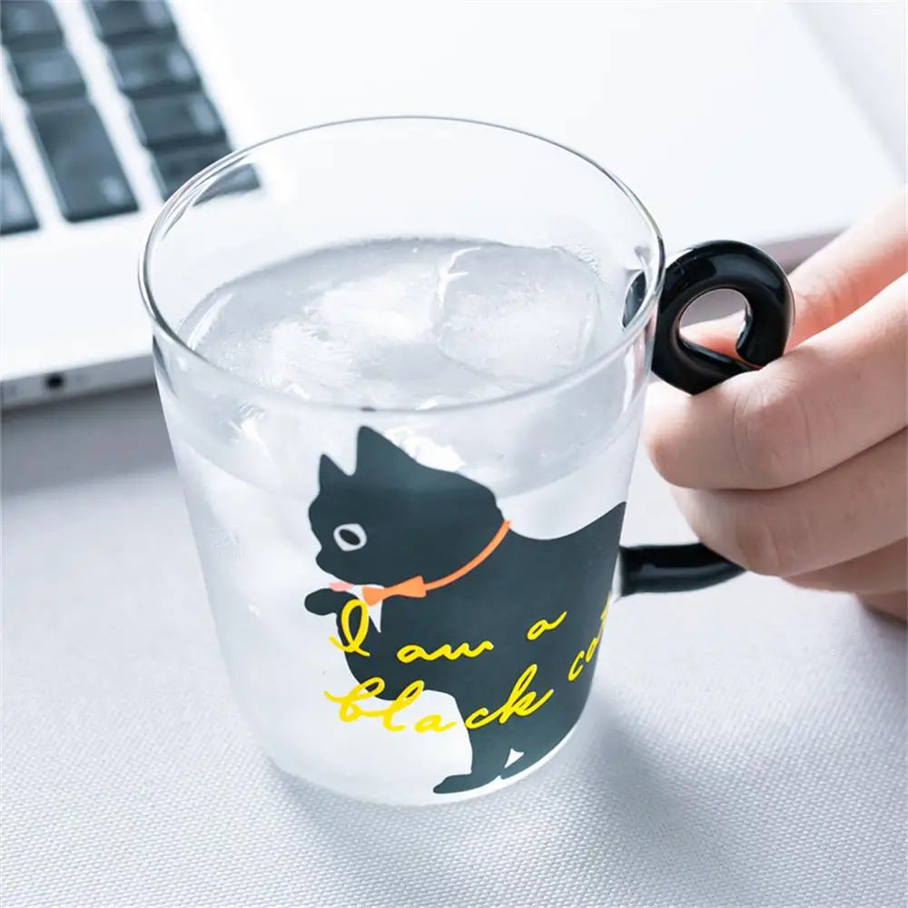 300ml Cute Cat Glass Juice Coffee Cup  Heat Resistant Milk Tea Coffee Glass Mug Red Wine Beer Champagne Glasses for Microwave