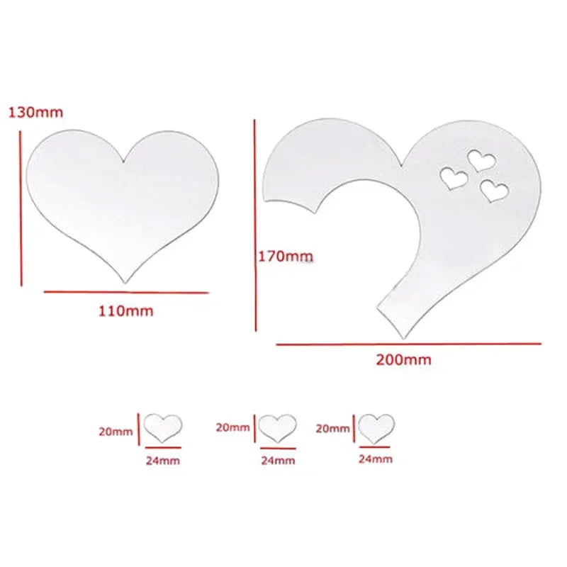 Acrylic Wall Stickers Europe Style Hearts Fashion DIY Decals Self-adhesive LOVE Wedding Background Decoration Mirror Ornament