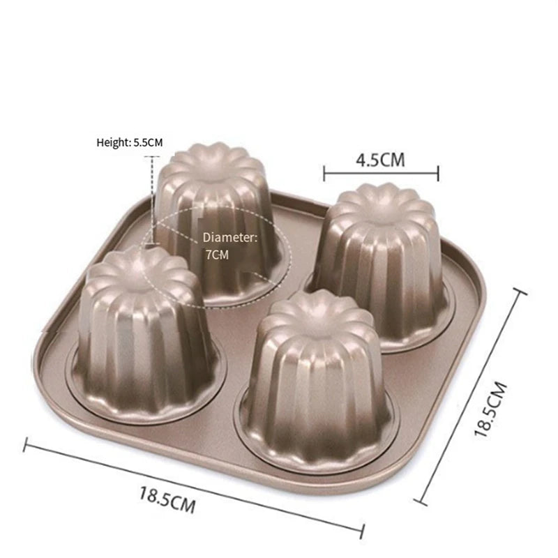 Canele Mold Cake Pan, Non-Stick Canele Baking Pan For Oven Carbon Steel Caneles Mold Bakeware Tool Easy Install