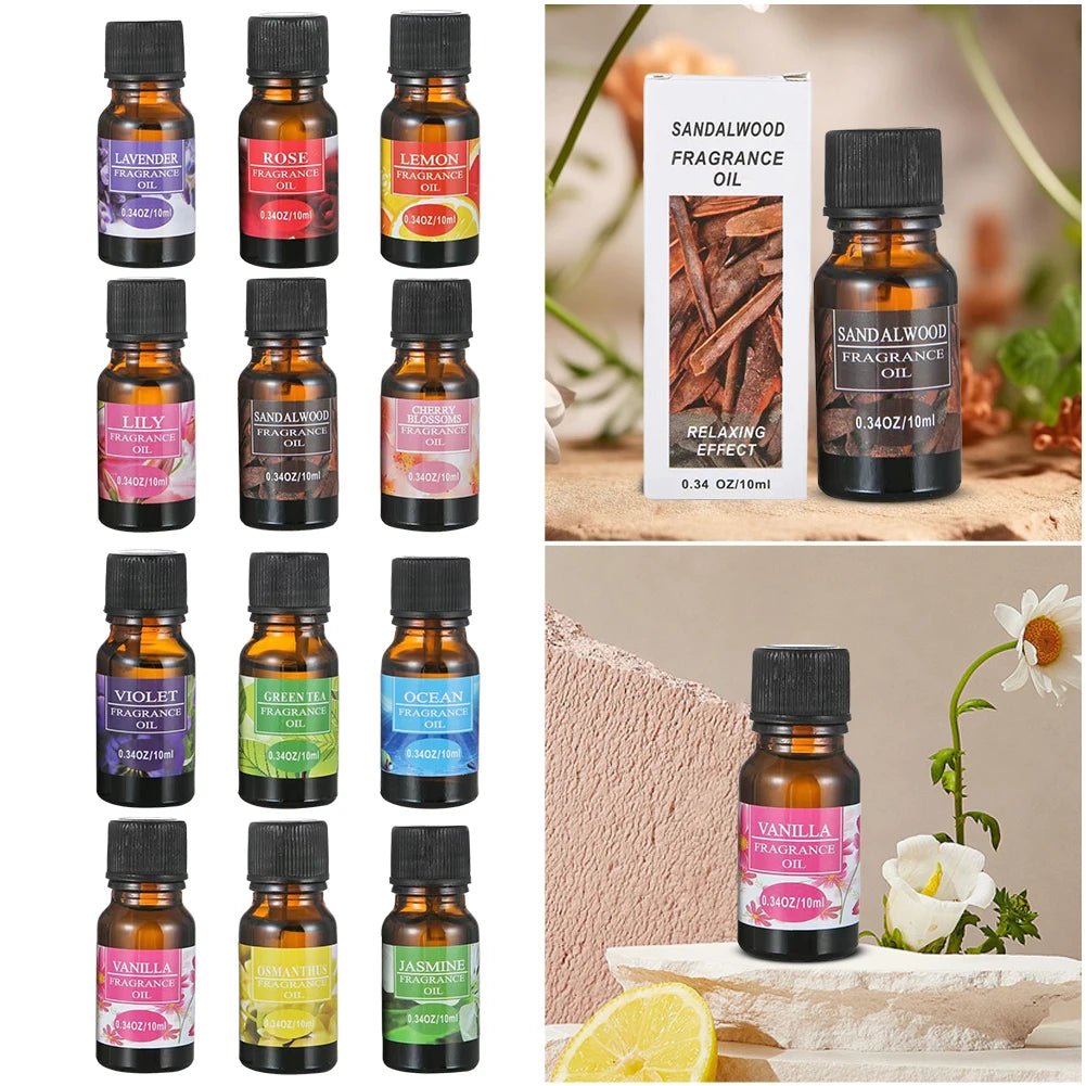 10ML Plant Essential Oil Plant Aromatherapy Oil Water Soluble Air Freshener Car Perfume Refill for Humidifiers Aroma Diffuser