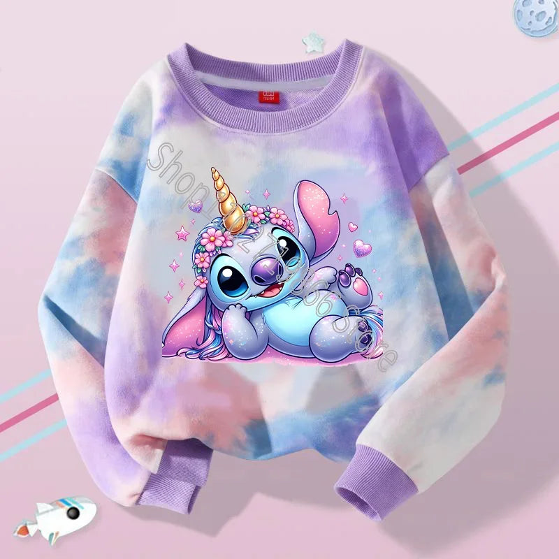 Lilo & Stitch Sweatshirts Disney Girls Clothes Boys Anime Movie Character Pattern Warm Comfortable Long Sleeves Holiday Gifts