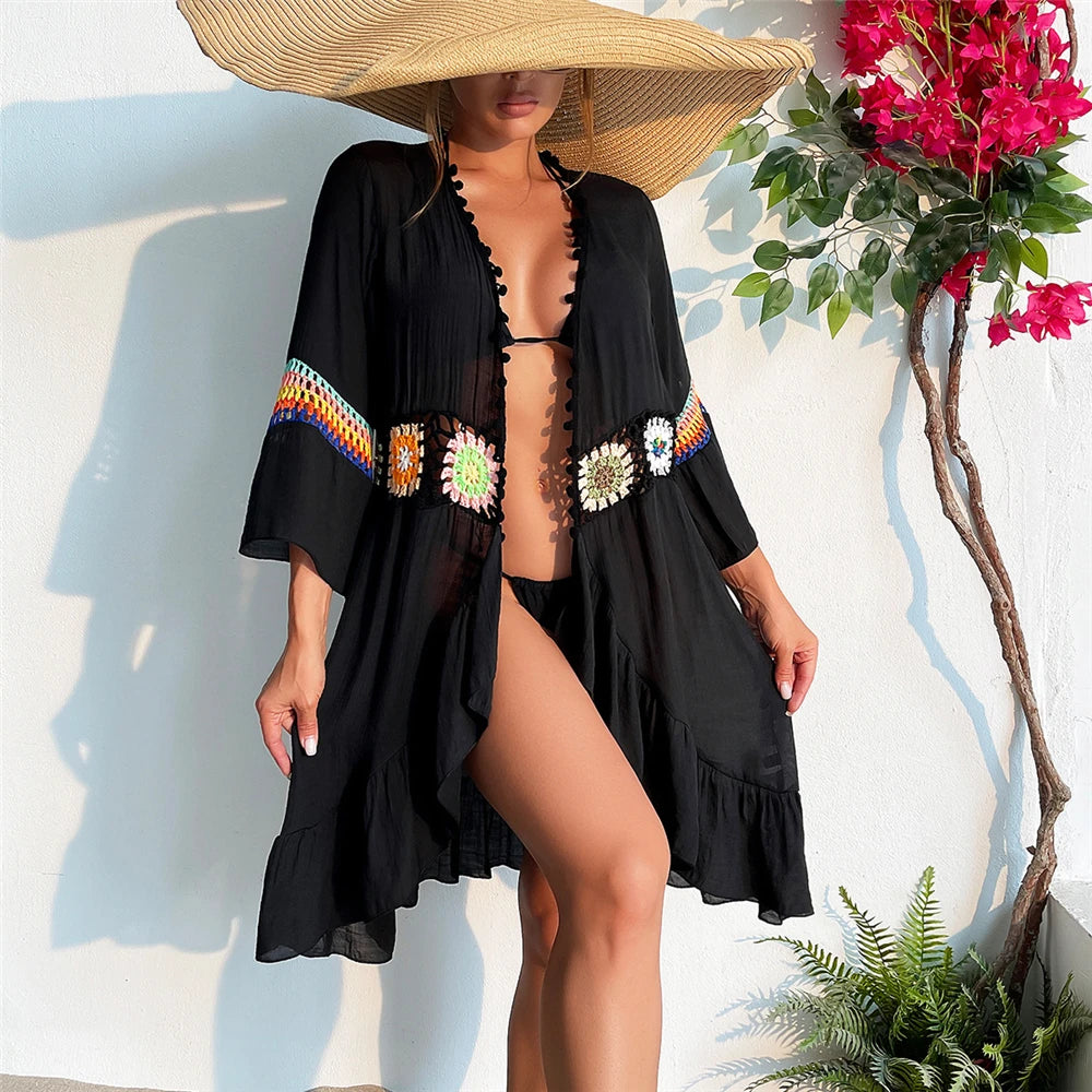 Bohemian Women's Swimsuit Dresses Sexy Beachwear Casual Beach Bathing Suit Cover Up Dress Beach Kimono Cover Ups Beach Dress