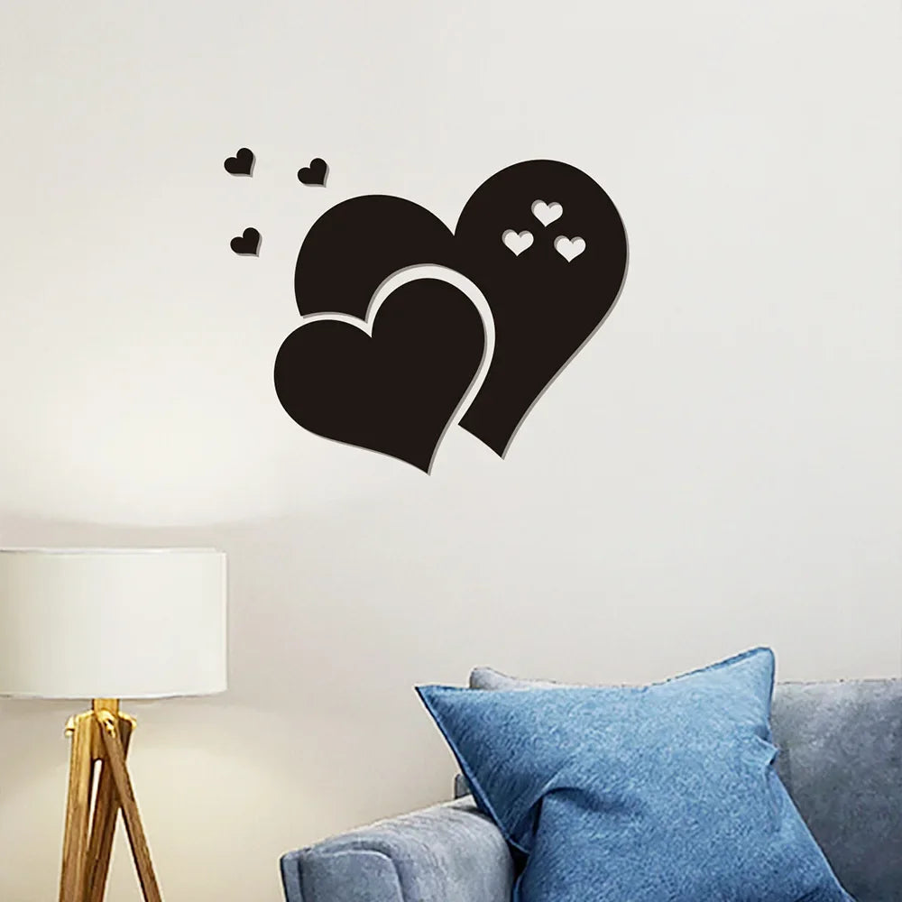 Acrylic Wall Stickers Europe Style Hearts Fashion DIY Decals Self-adhesive LOVE Wedding Background Decoration Mirror Ornament