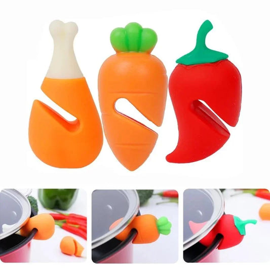 Silicone Pot Lid Anti-spill Rack Heat-resistant Anti-Overflow Stoppers Pot Cover Lifter Holder Creative Kitchen Tools Gadgets