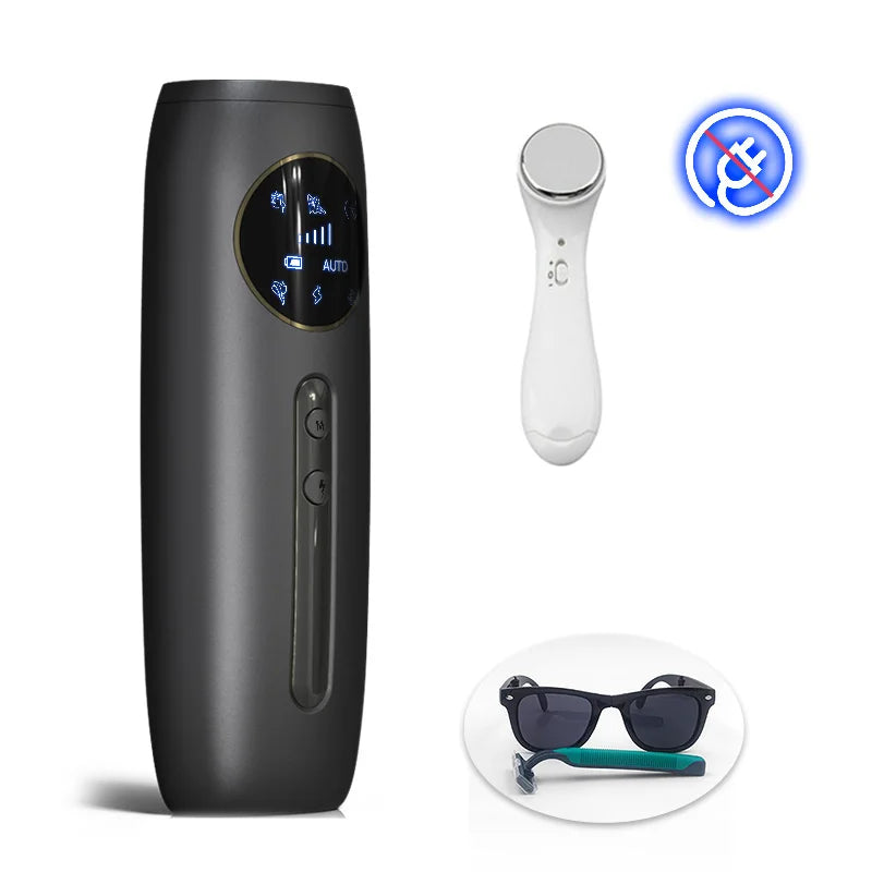 Rechargeable Laser Hair Removal Sapphire Cooling  Auto Permanent Painless Bikinis Trimmer in Home Icy Cold Wireless IPL Epilator