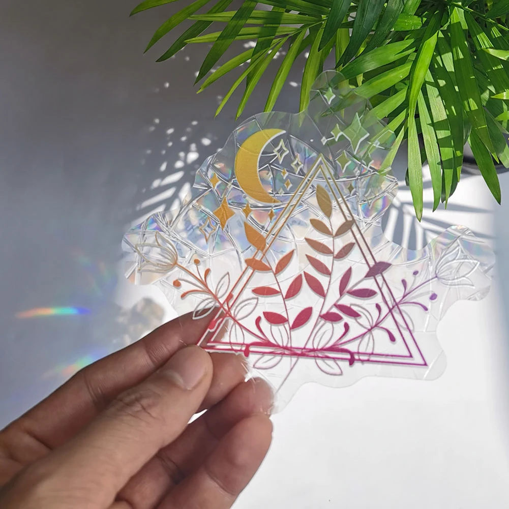 3D Rainbow Sun Catcher Wall Stickers Light Catcher PVC Window Film Self Adhesive Decal Motorcycle Sticker PVC Film Home Decor