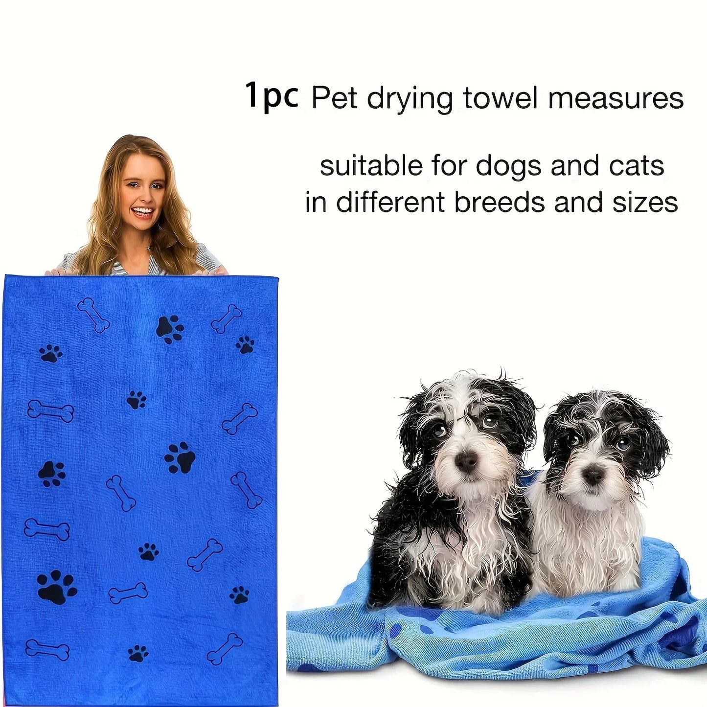 Microfiber Pet Bath Towel Pet Dog Towel Bathrobe Bath Towels Cute Cartoon Quick-Drying Cat Bath Towel Bath Supplies