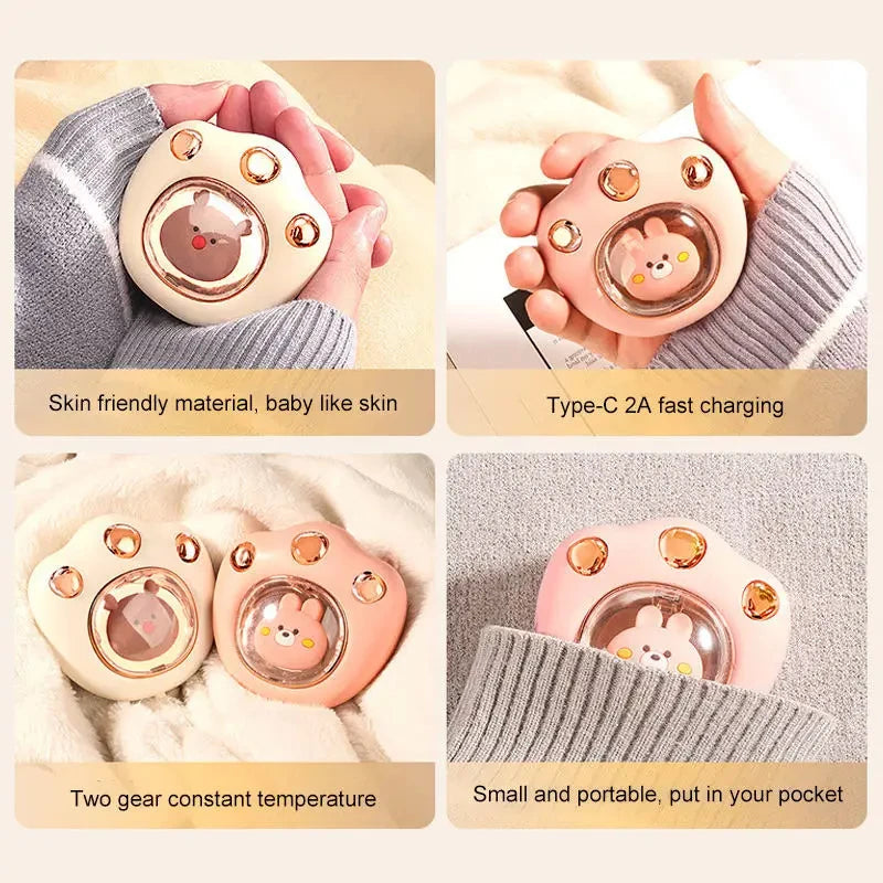 Mini Cat's Claw Hand Warmer Rechargeable Electric Heater 2 Temperatures Portable Cute Pockets Winter for Student Work USB Charge