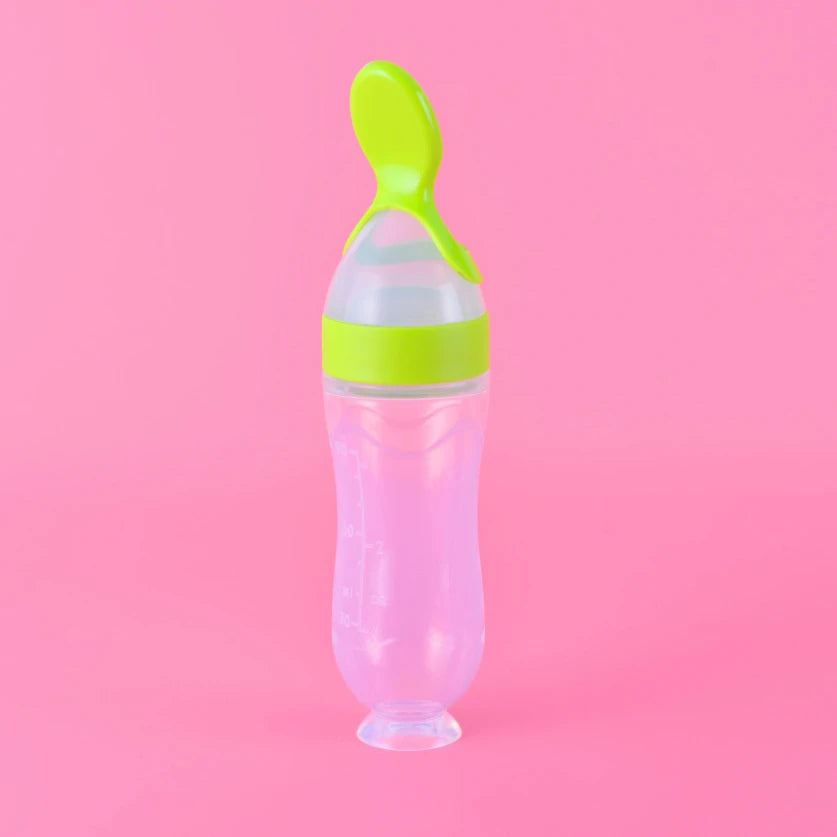 Baby Silicone Squeezing Feeding Bottle Newborn Baby Training Spoon Supplement Milk Feeder Safe Useful Tableware for Kids