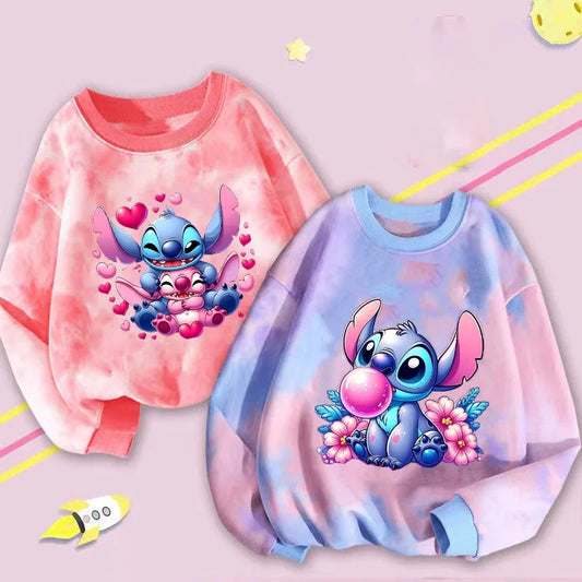 Lilo & Stitch Sweatshirts Disney Girls Clothes Boys Anime Movie Character Pattern Warm Comfortable Long Sleeves Holiday Gifts