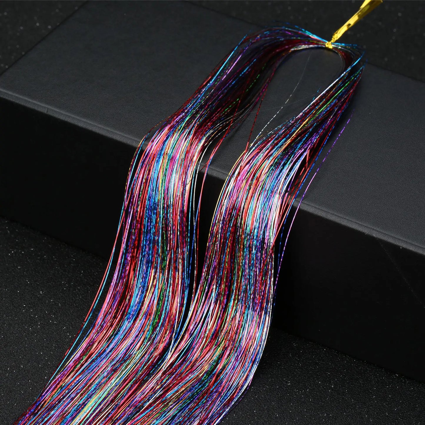 93cm Sparkle Hair Tinsel Rainbow Colored Strands Girls Headwear Hairbinge Hair Laser False Hair Extensions Decor Glitter Strips