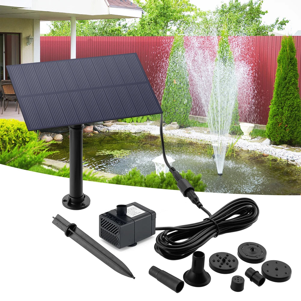 5W 5V Solar Water Pump Garden Decoration with Stake Solar Panel Fountain Watering System Energy Saving 180L/h Kits for Fish Tank