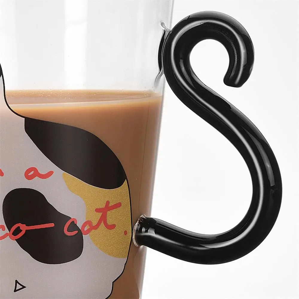 300ml Cute Cat Glass Juice Coffee Cup  Heat Resistant Milk Tea Coffee Glass Mug Red Wine Beer Champagne Glasses for Microwave