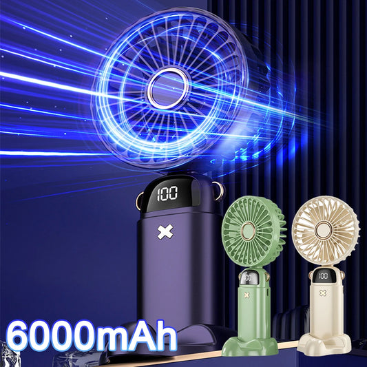 3000/6000MAH Phone Holder Fan USB Rechargeable Hand Folding Fan Better Summer Gift For Family Mini Handheld Fans Air Conditioner