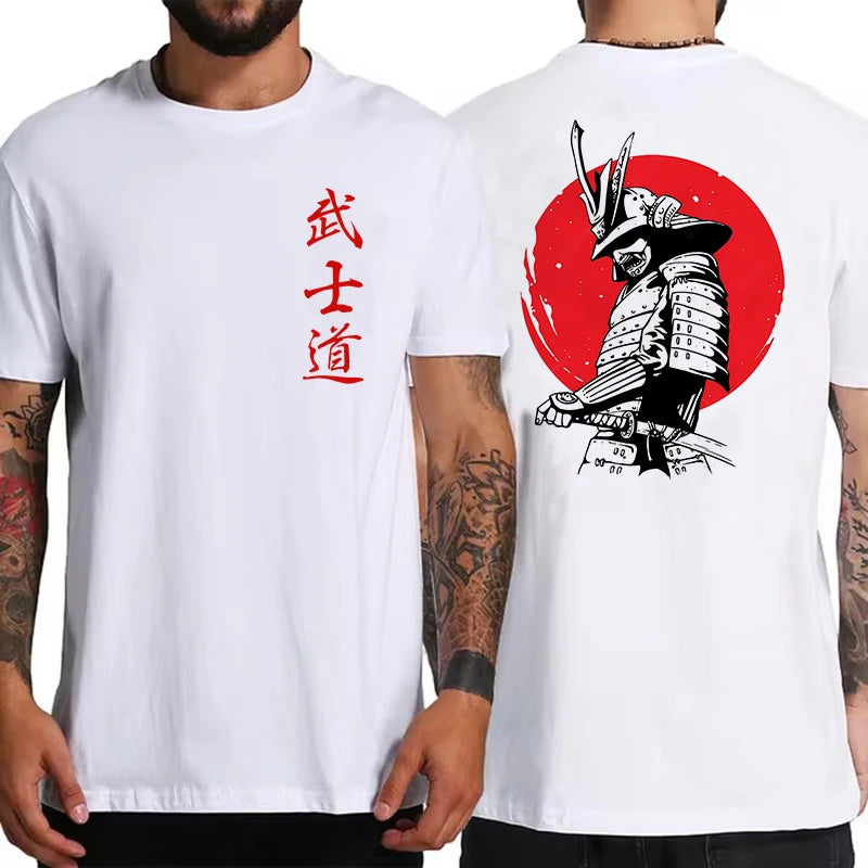 Japan Samurai Spirit T Shirts for Men Japanese Style Back Print Loose Oversized Tops T-shirt Male Gifts Tee Unisex