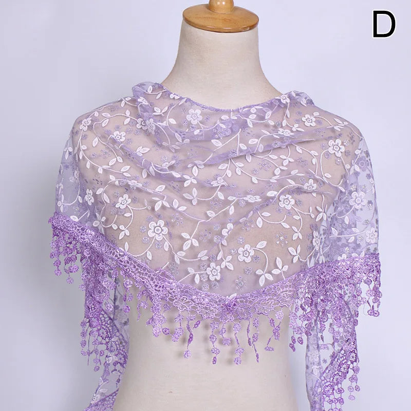 Women's 150x40cm Tassel Shawl Floral Lace Scarf Summer Scarves Fashion Wedding Wrap Clothing Accessories