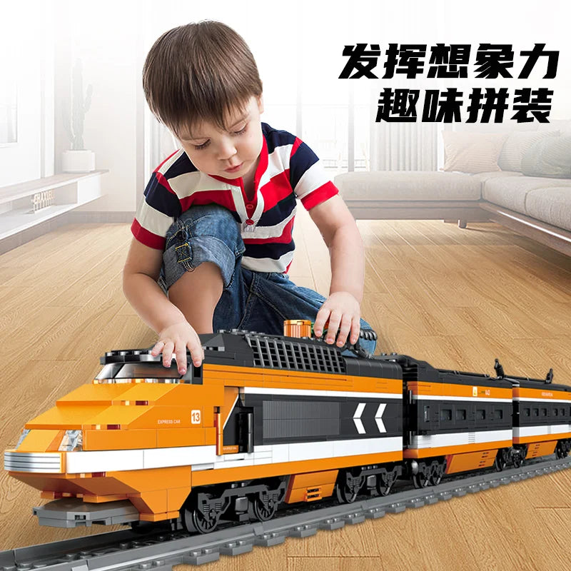 Technical City Train High-tech RailwayPower Track Building Blocks Subway Vehicle Assemble Bricks Toys Gifts For Childrens Adult