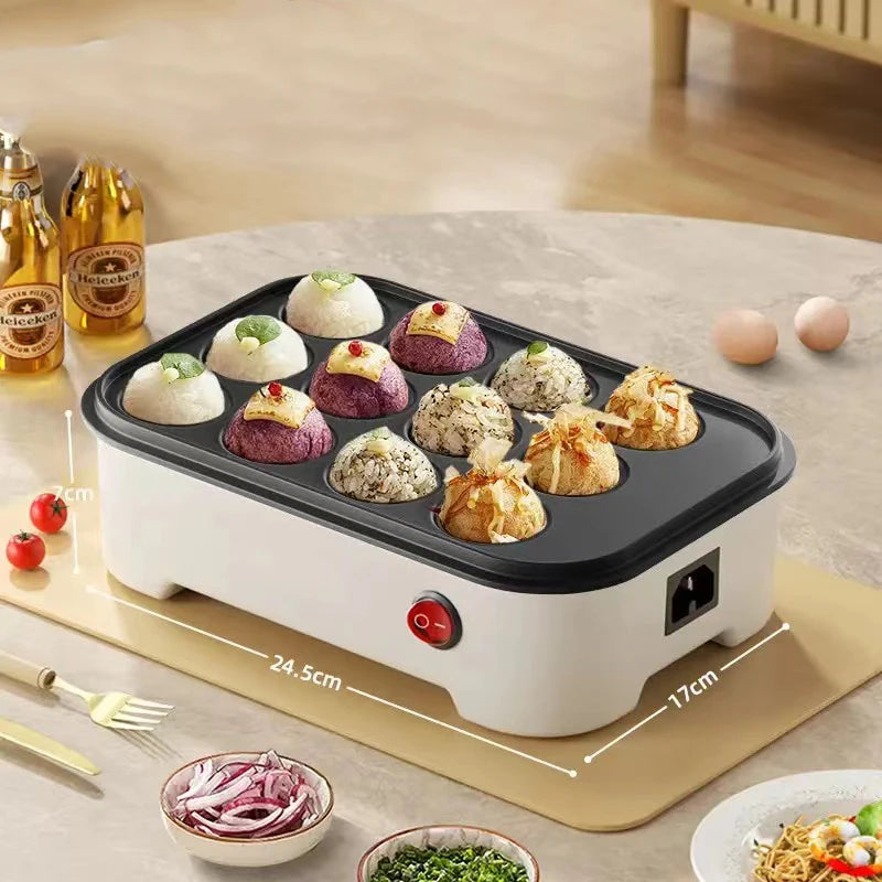 Electric Takoyaki Maker Egg Omelette Cooker Crepe Pancake Fried Steak Frying Pan Chibi Maruko Baking Machine Octopus Balls Grill