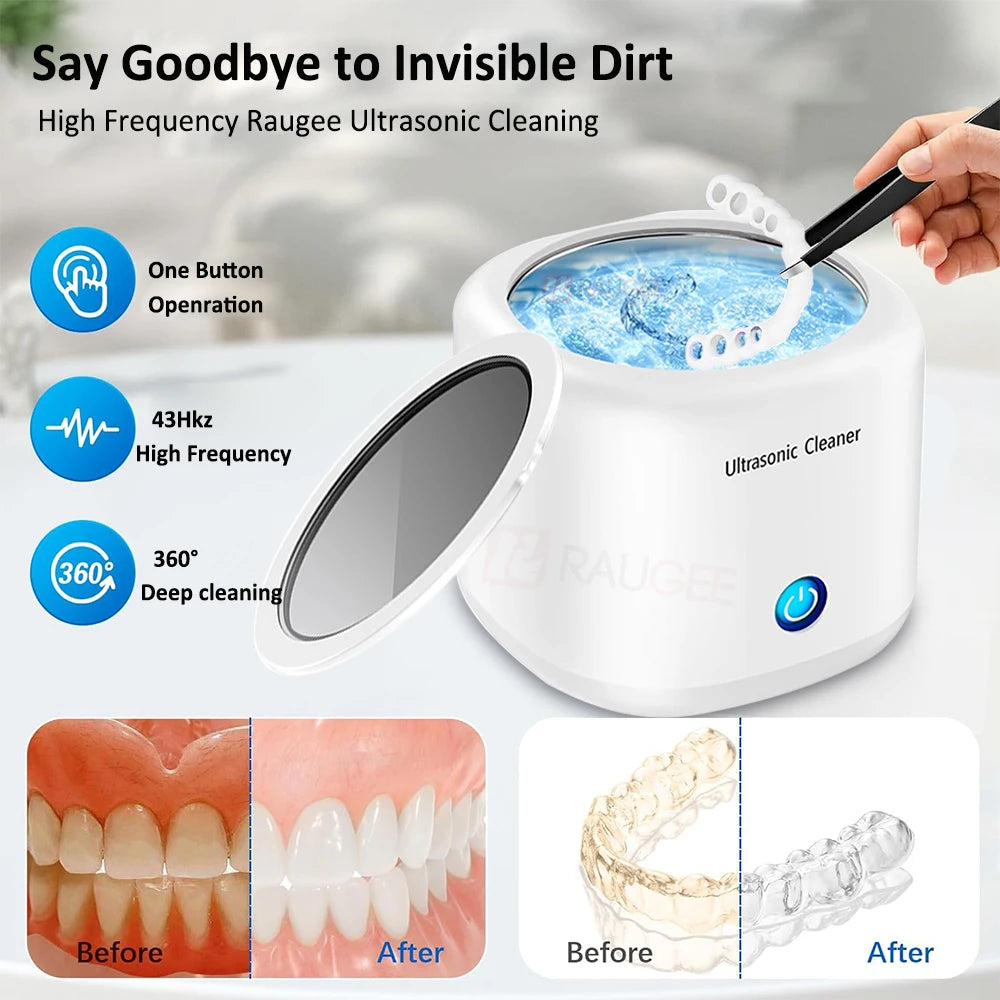 Ultrasonic Cleaner for Dentures Ultrasound Cleaner High Frequency Ultrasound Cleaning Bath for Denture Retainer Jewelry Cleaner