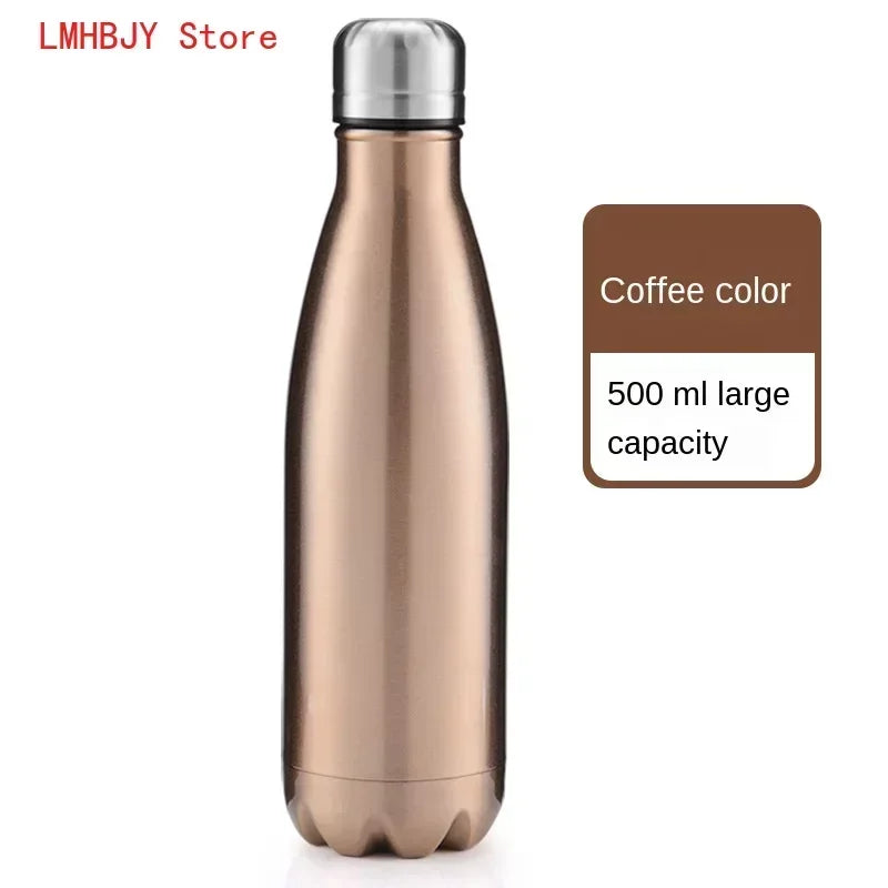 500ml Double Wall Insulation Stainless Steel Thermos Kettle Vacuum Bottle Coffee Milk Cup Outdoor Travel Sports Thermos CokeCup