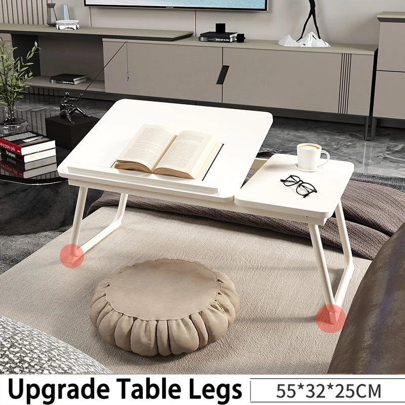 Home Folding Laptop Desk for Breakfast bed tray height and Inclination adjustable folding desk tables a drawer Tray Table