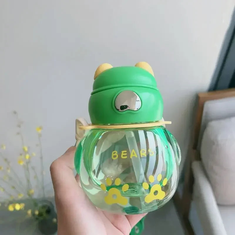 450ml Cute Water Straw Cup Sippy Kids Cartoon BPA Free Leakproof Water Bottles Bear Outdoor Portable Drink Bottle Children's Cup