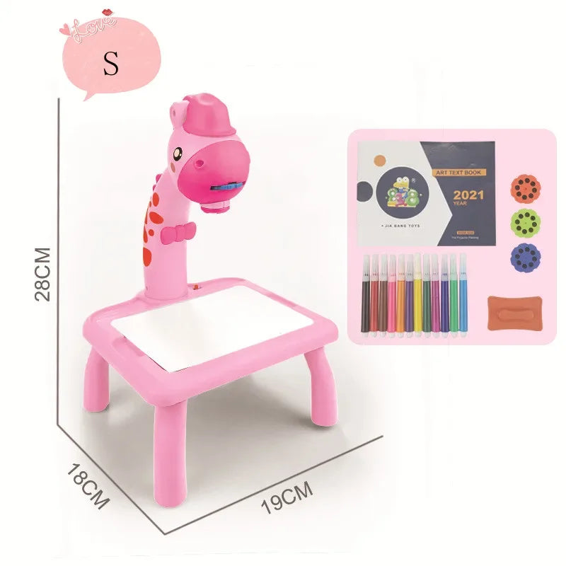 Kids Early Education Led Projector Drawing Table Toys Children Arts Painting Board Desk Mini Doodle Whiteboard Girl Gifts