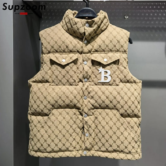 Supzoom 2022 Top Fashion New Arrival Embroidery Letters Leather Stand Collar Cotton Autumn And Winter Warm Thickened Vest