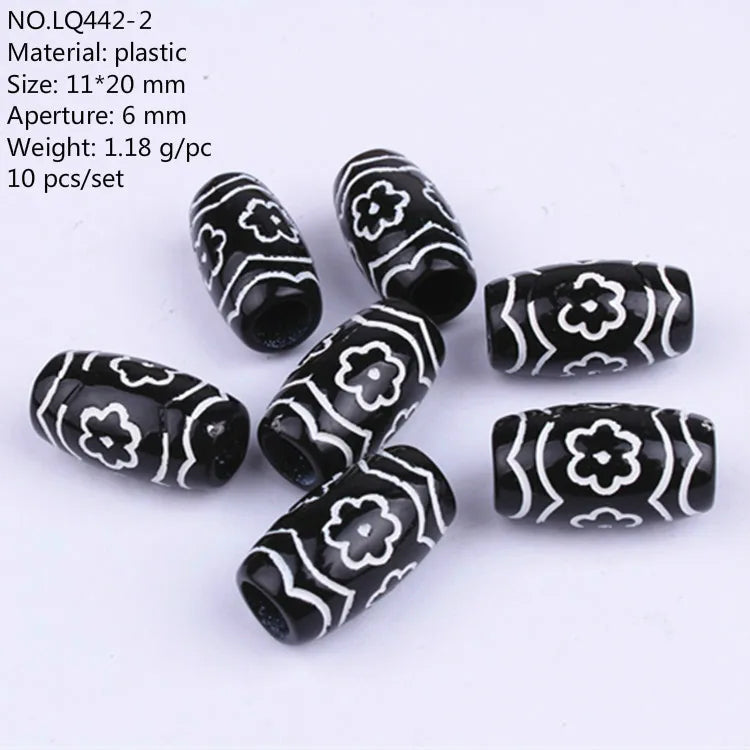 10pcs Hair Dreadlock Beads Plastic Fake Wooden Color Braiding Hair Dread Hair Jewelry 6mm Hole Hair Accessories for Braids