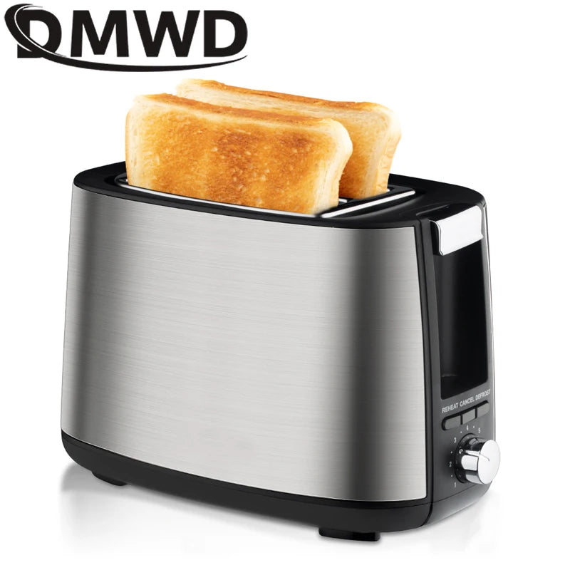 DMWD 220V Electric Toaster Sandwich Maker Grill 2 Slices Slot Cooking Bread Toast Oven Household Breakfast Baking Machine Heater