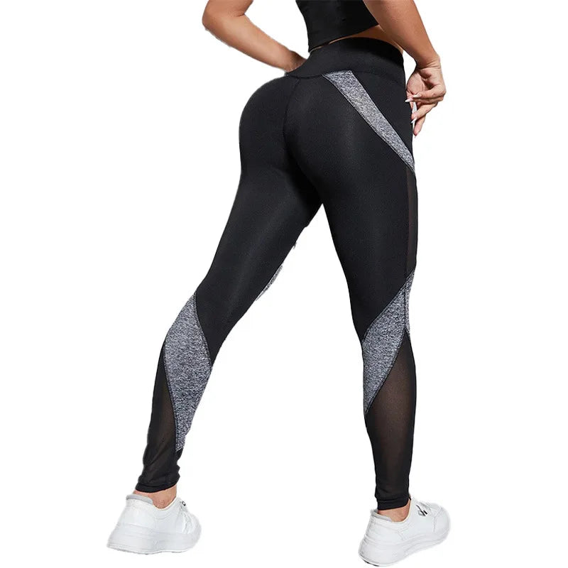 Mesh Spliced Leggings Women Roman Cloth Leggings Gym Running Trainning Quick Drying and Breathable Fashion Yoga Fitness Pants