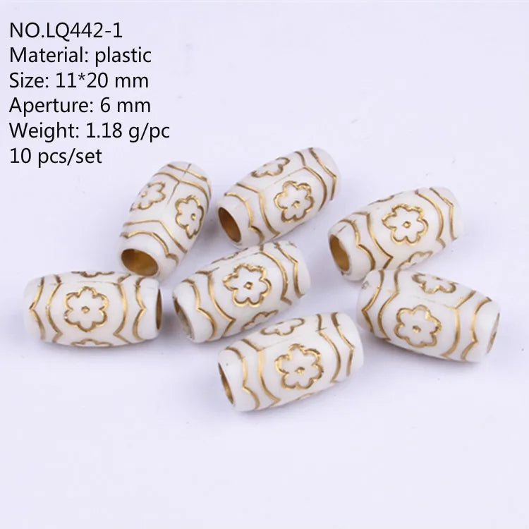 10pcs Hair Dreadlock Beads Plastic Fake Wooden Color Braiding Hair Dread Hair Jewelry 6mm Hole Hair Accessories for Braids