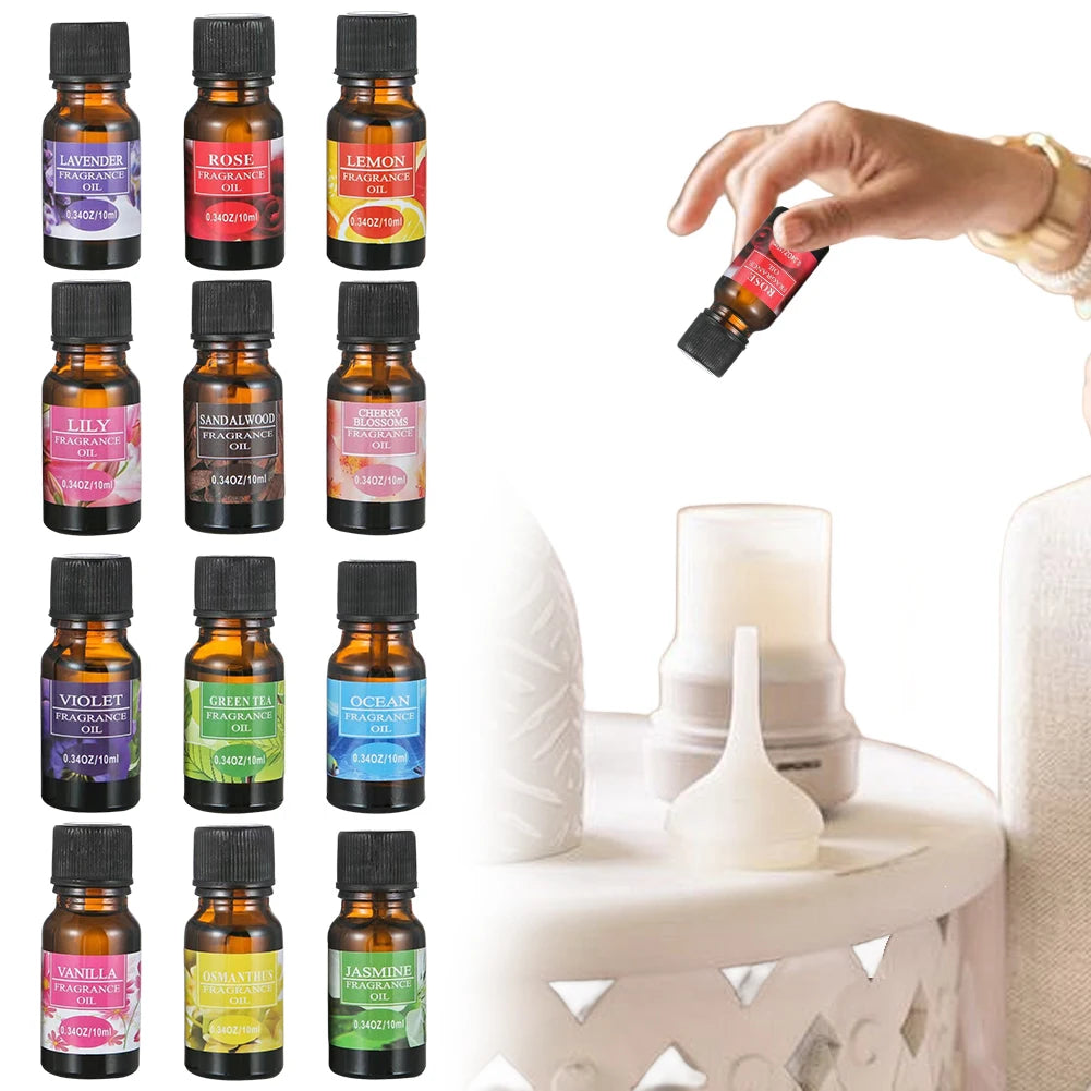 10ML Plant Essential Oil Plant Aromatherapy Oil Water Soluble Air Freshener Car Perfume Refill for Humidifiers Aroma Diffuser