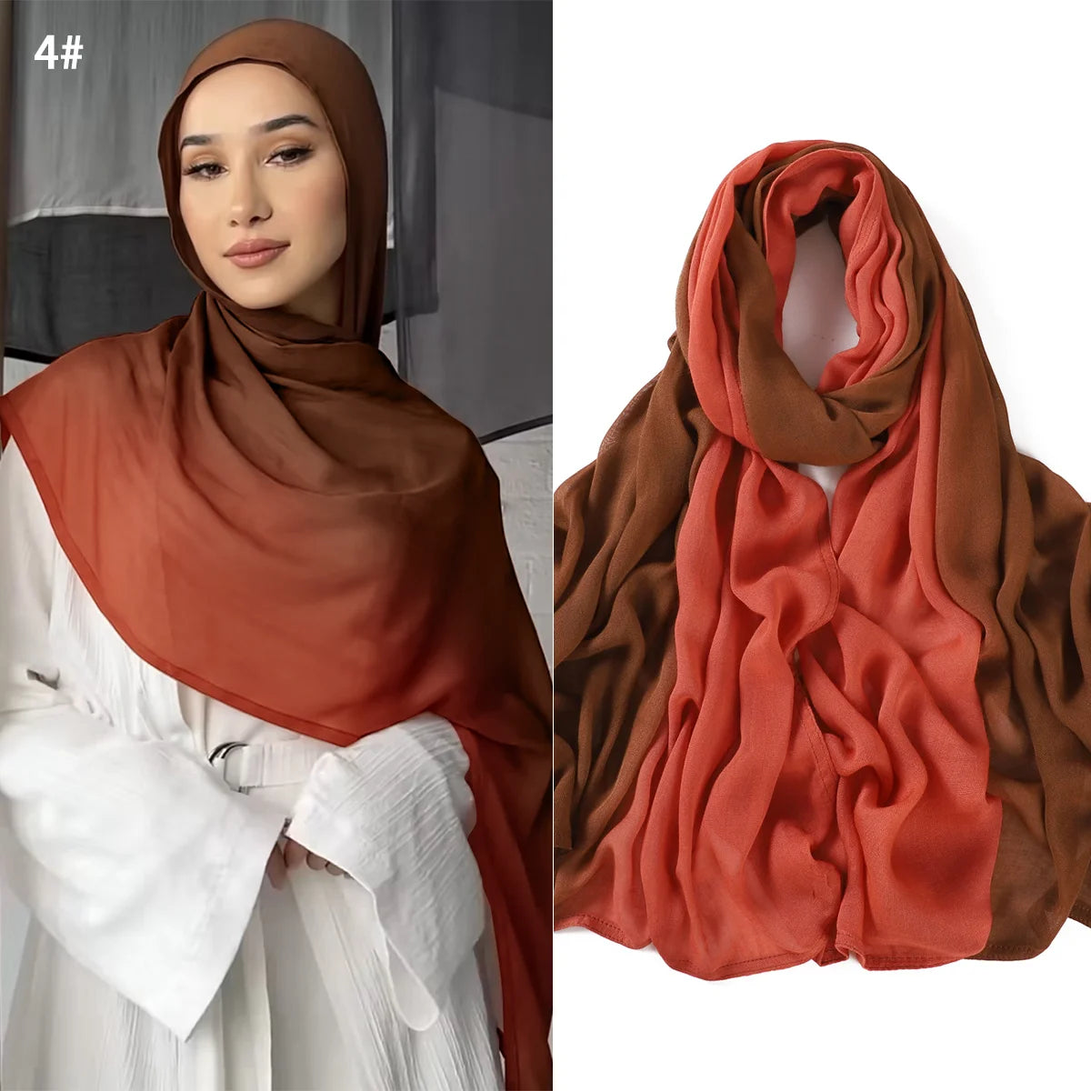 Ombre Modal Fabric Hijab Scarf Double Stitches Edge Cotton Viscose Muslim Women Scarf Soft Lightweight Shawl Rayon Scarf Hijab