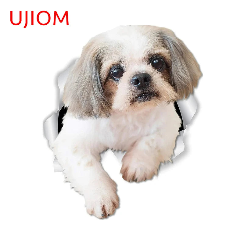 UJIOM 13cm X 12.9cm Cartoon Puppy Dog Tear Wall Sticker Scratch Proof Sunscreen Refrigerator Kids Room Decal Decor Wallpapers