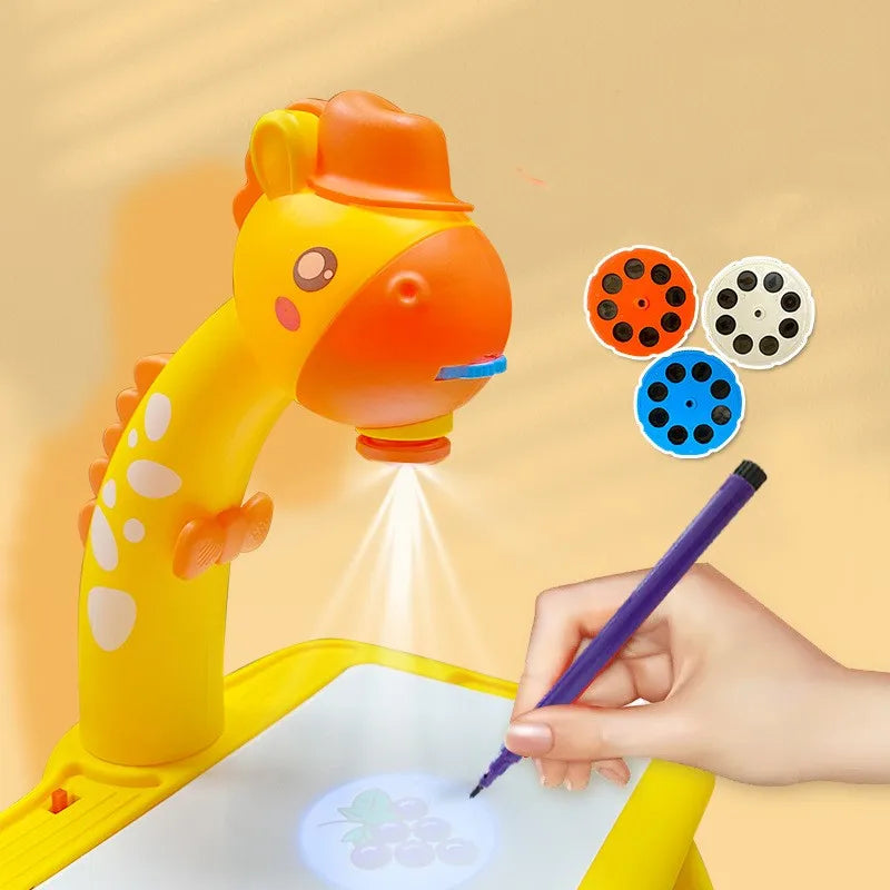 Kids Early Education Led Projector Drawing Table Toys Children Arts Painting Board Desk Mini Doodle Whiteboard Girl Gifts