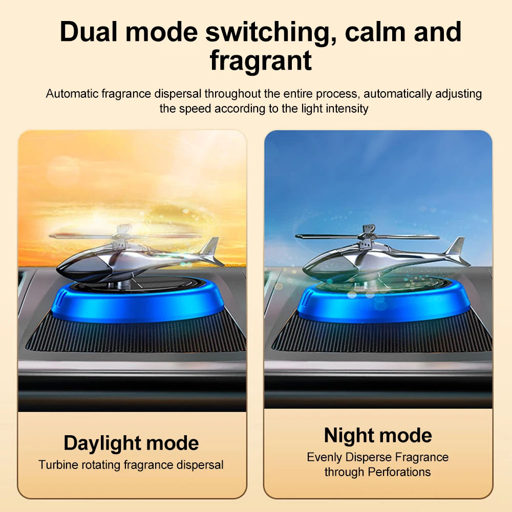 Solar Fragrance Car Air Freshener Helicopter Solar Power Rotating Propeller Aroma Diffuser Auto Interior Decoration Aromatherapy