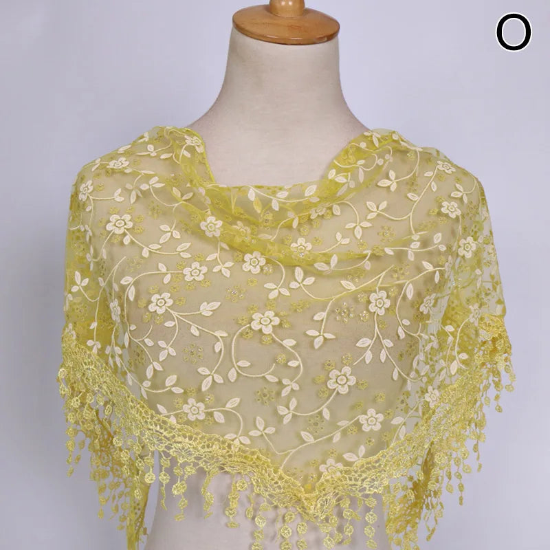 Women's 150x40cm Tassel Shawl Floral Lace Scarf Summer Scarves Fashion Wedding Wrap Clothing Accessories