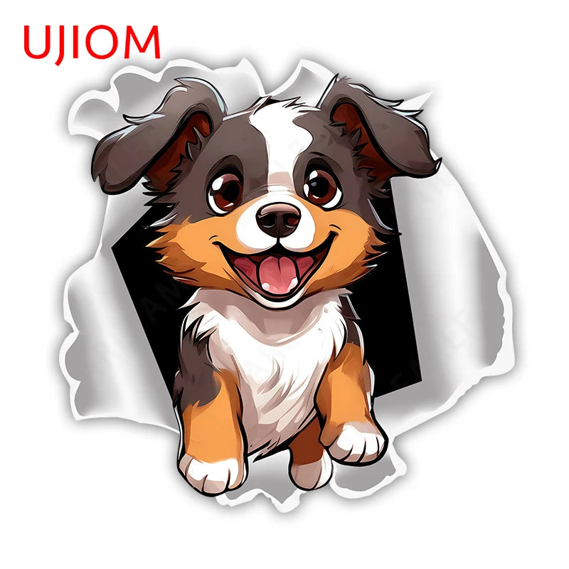 UJIOM 13cm X 12.9cm Cartoon Puppy Dog Tear Wall Sticker Scratch Proof Sunscreen Refrigerator Kids Room Decal Decor Wallpapers